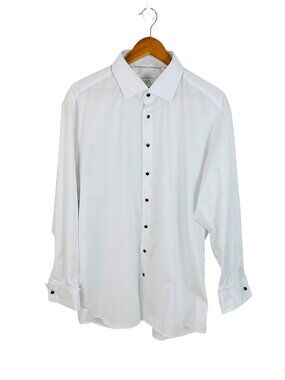 1863 by Eterna Men's Size 17 34/35 Modern Fit Luxury Black Tie White Shirt NEW